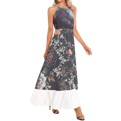 Madame Chic Ruffle Hem Halter Neck Maxi Dress