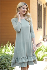 PRE-ORDER Ruffle My Feathers Dress in Grey Stone