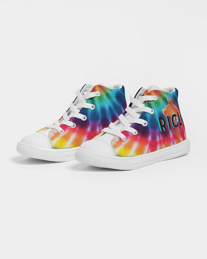 Summer Happiness by RicLu Kids Hightop Canvas Shoe 