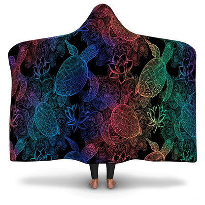 Rainbow Sea Turtles Hooded Blanket (various sizes) 