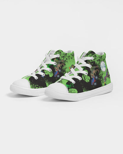 Monster Trck Dino Battle High Top Sneakers for Kids Kids Hightop Canvas Shoe 