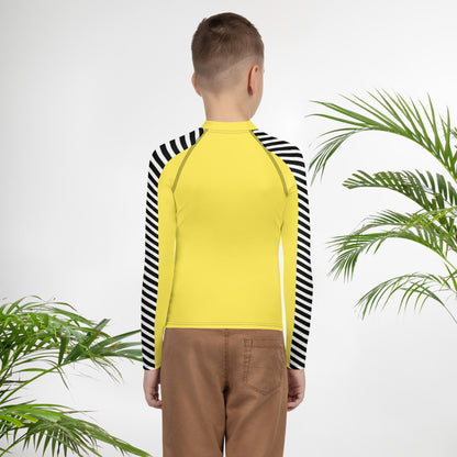 Stripey Canary Youth Rash Guard by Baked Fresca 