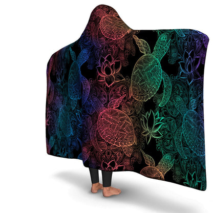 Rainbow Sea Turtles Hooded Blanket (various sizes) 