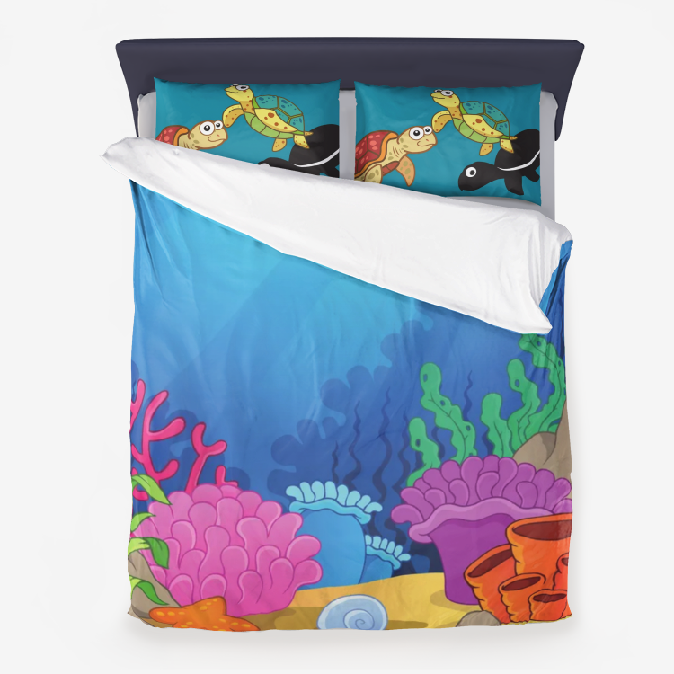 Ocean Pals Microfiber Duvet Cover and Pillow Cases- 